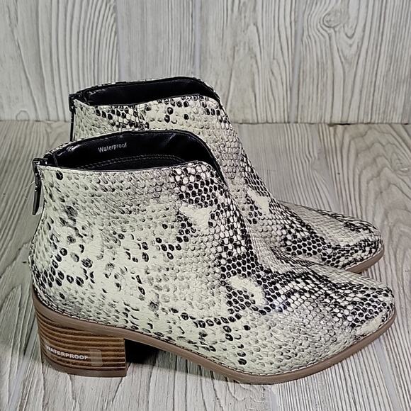 Aqua College Emily Natural Snakeprint Leather Waterproof Ankle Boot Womens 6 NEW - Picture 3 of 15